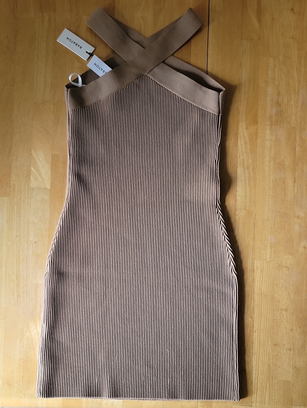 ARITZIA Babaton Sculpt Knit Criss Cross Ribbed Halter Sheath Dress - Picture 11 of 14